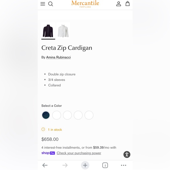 Amina Rubinacci Creta Zip Cardigan Black 40 - Picture 2 of 8